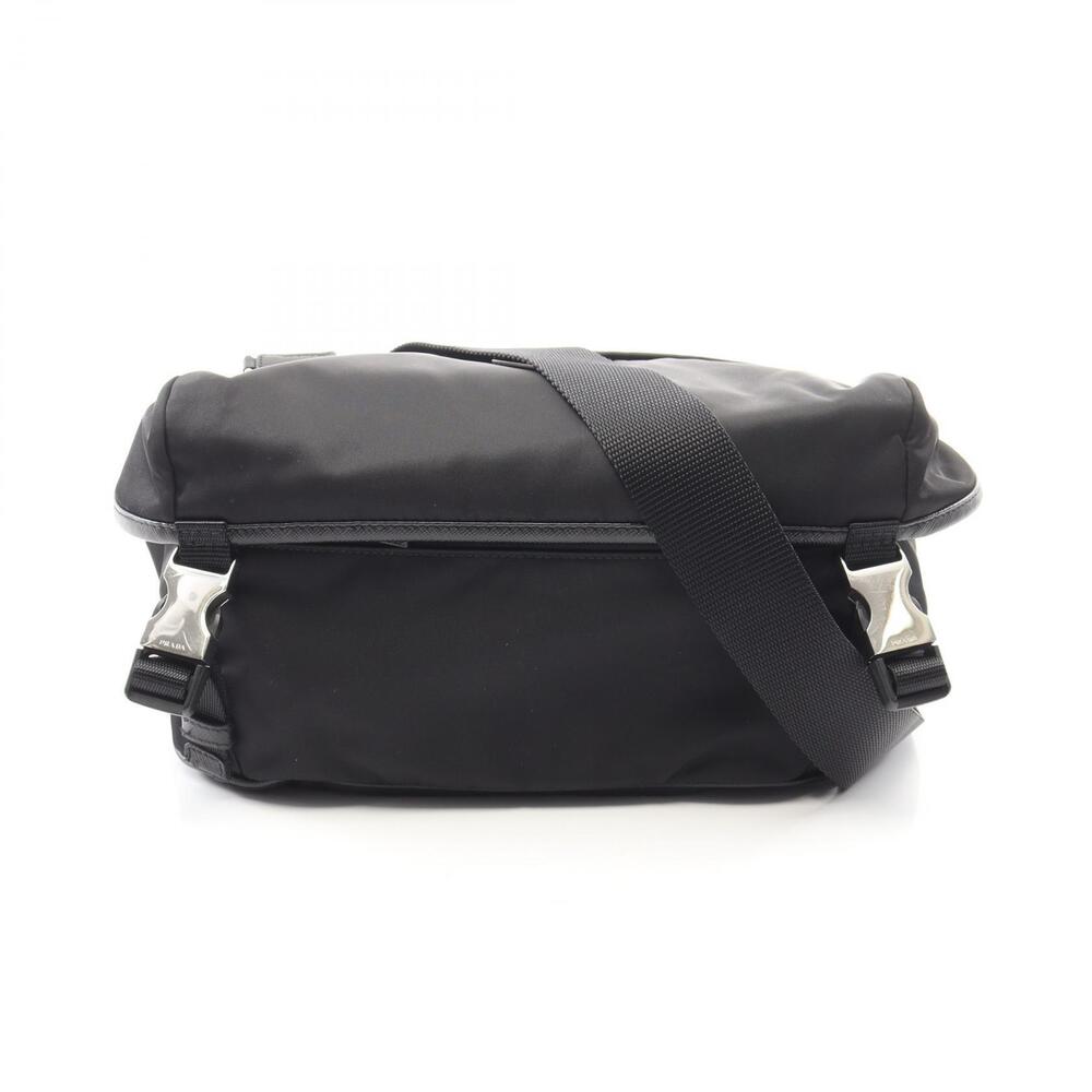 Prada Re Saffiano Leather Shoulder Bag Black